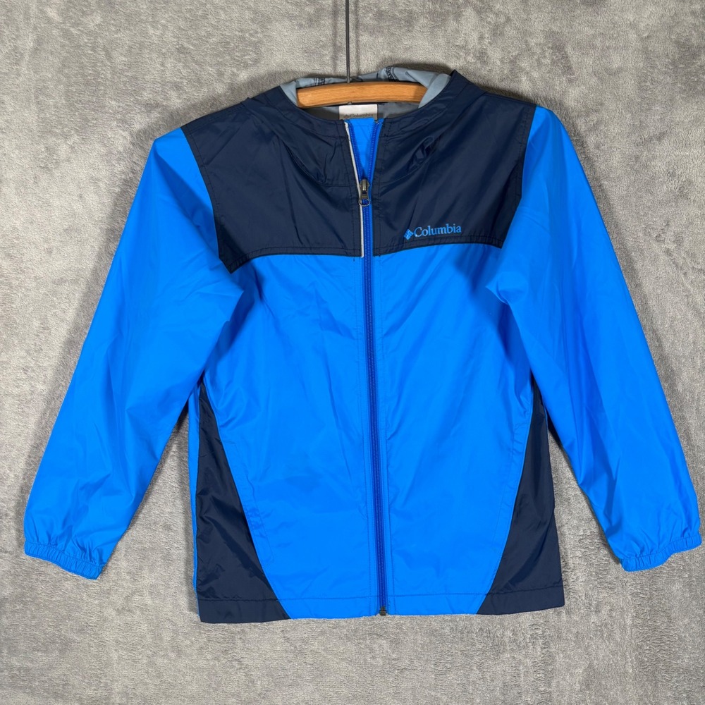 Columbia Boys Blue Glennaker Windbreaker Rain Jacket Size M 10/12 RB3416